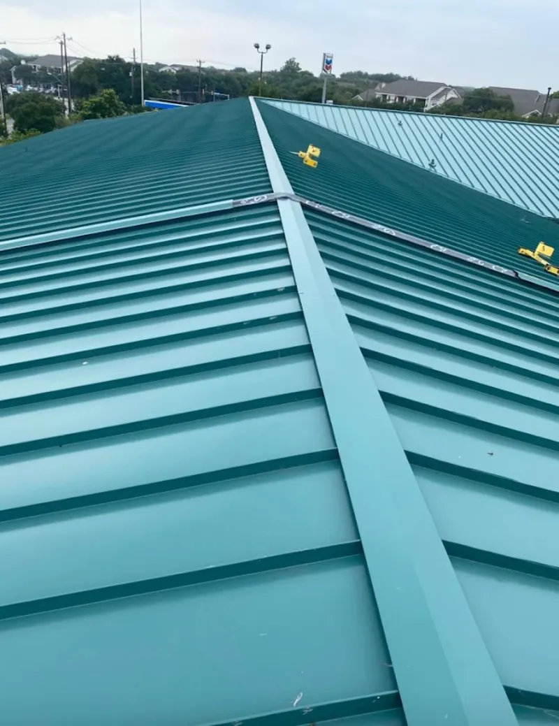 Green commercial metal roof ridge and valley for Metal Roof Repair in Marion